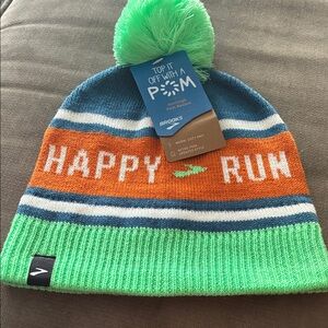 Brooks Kids' Pom Beanie - Green, Blue, and Orange